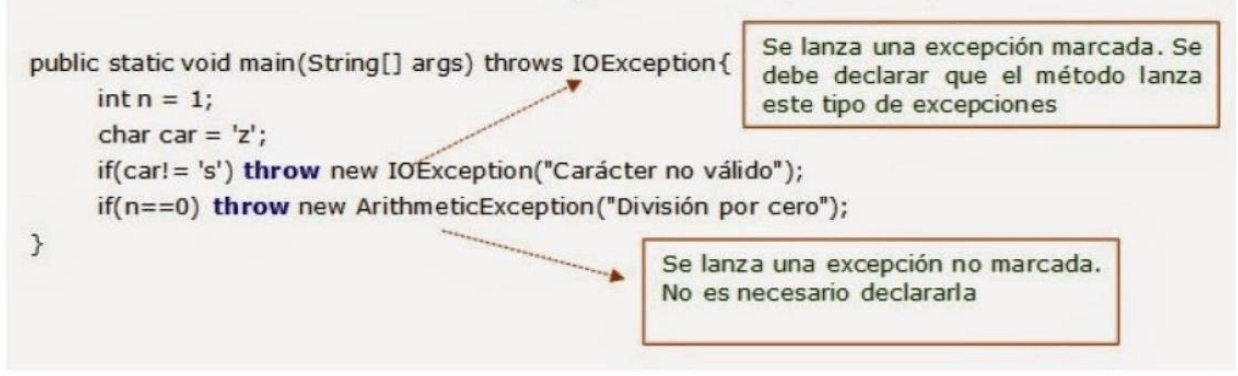 Lanzar excepciones